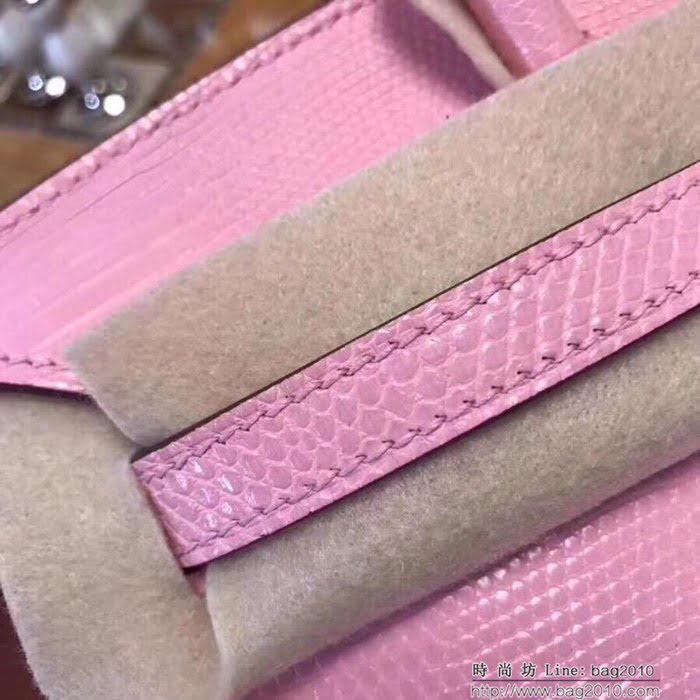 HERMES愛馬仕 鉑金包 Birkin 25cm 蜥蜴 Lizard leather 奶昔粉 銀扣 蠟線手縫 時尚手提包  Ama1150